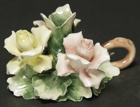 Capodimonte Giftware Small Floral Candlestick - No Box