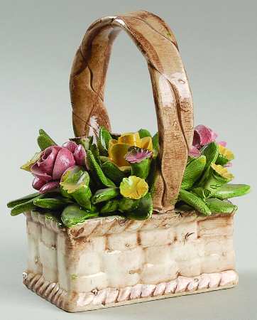 Capodimonte Giftware Floral Basket - No Box 42