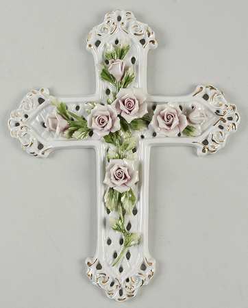 Capodimonte Giftware Cross Of Roses - No Box