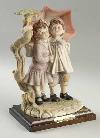 Capodimonte Giftware Boy & Girl Under Umbrella - No Box