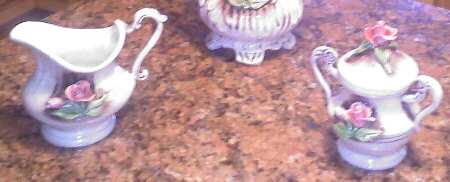 Capodimonte Giftware Floral Creamer & Sugar - No Box