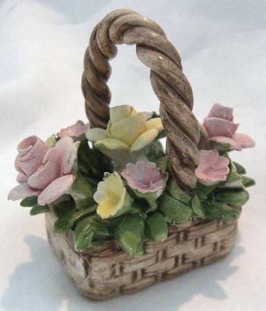 Capodimonte Giftware Basket Of Flowers - No Box