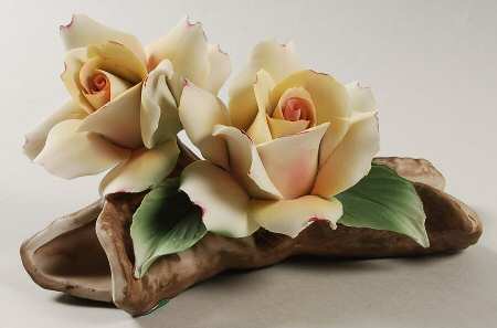 Capodimonte Giftware 2 Yellow Roses - No Box
