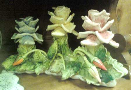 Capodimonte Giftware Rose Candleholder-3 Light - No Box