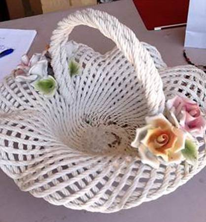 Capodimonte Giftware Basket With Roses - No Box