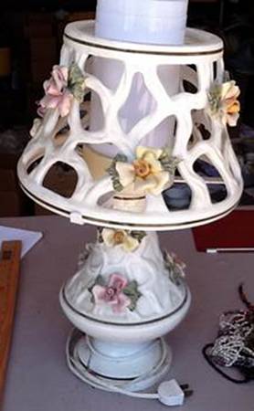 Capodimonte Giftware Lamp-Pink&Yellow  Floral - No Box