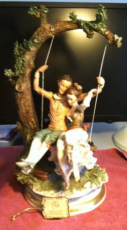 Capodimonte Giftware Lovers On Swing - No Box