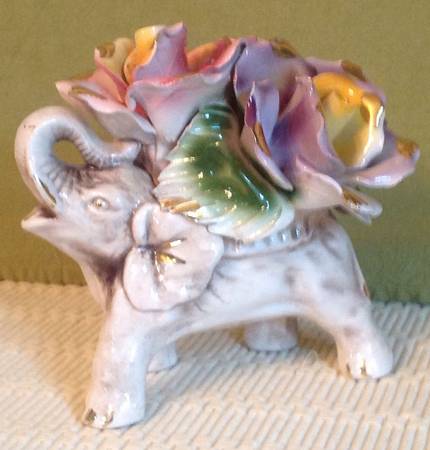 Capodimonte Giftware Elephant Floral Figurine - No Box