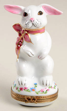Chamart Exclusives Limoges Box Pink Ribbon Rabbit - No Box