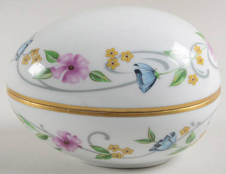 Chamart Exclusives Limoges Box Blue Floral Egg Box - Boxed