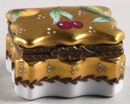 Chamart Exclusives Limoges Box Gold Box With Fruit Design - No Box