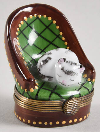 Chamart Exclusives Limoges Box Cat Napping In Chair - No Box