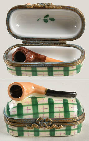 Chamart Exclusives Limoges Box Plaid Pipe - Set Of 2 - No Box