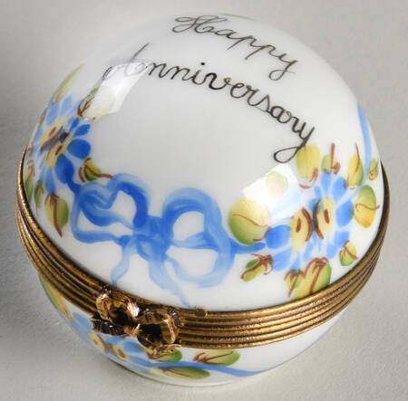 Chamart Exclusives Limoges Box Round-Happy Anniversary - No Box