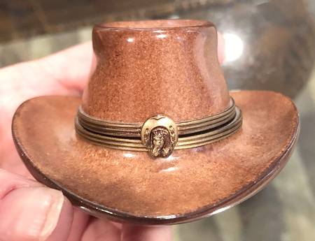 Chamart Exclusives Limoges Box Brown Hat - Boxed