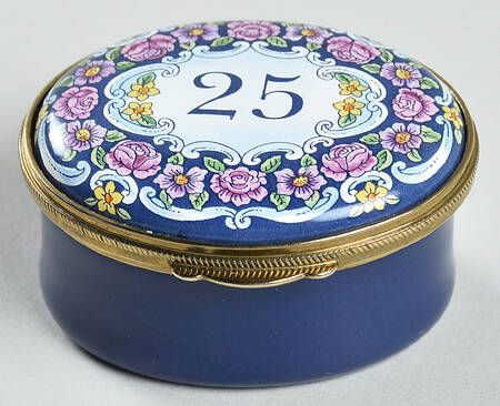Crummles & Co Enamel Boxes 25-Blue With Pink Flowers - Boxed