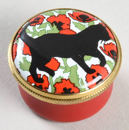 Crummles & Co Enamel Boxes Black Cat Poppy - Boxed