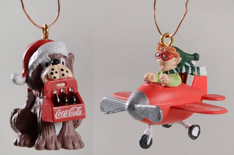 Coca-Cola Town Square Elf In Plane And Dog-Set Of 2 - Boxed