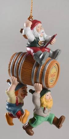 Coca-Cola Town Square Elves Carring Barrel Of Coca-Cola - Boxed