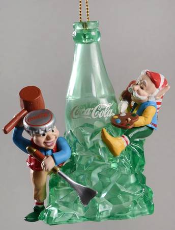 Coca-Cola Town Square Elves With Coca-Cola Bottle In Ice - Boxed