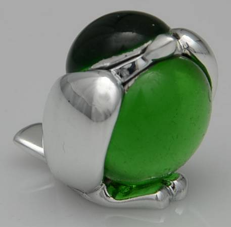 Silverplate & Glass Figurines Baby Sparrow-Peridot - Boxed