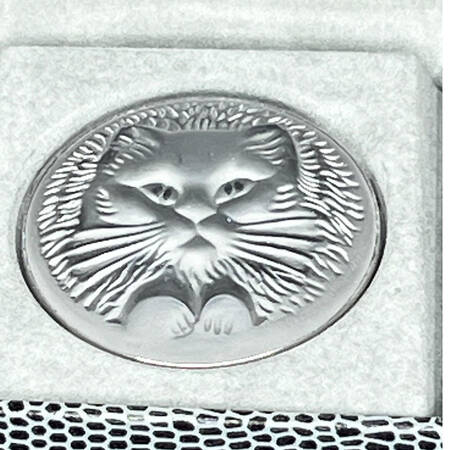 Lalique Jewelry Cat Brooch-Clear - Boxed