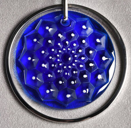 Lalique Jewelry Cactus Medal Cap Ferrat Blue - Boxed