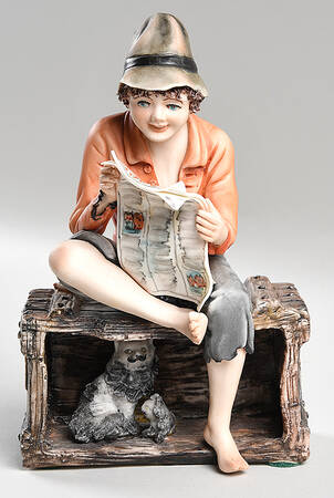Dino Bonalberti Boy Reading Newspaper - No Box