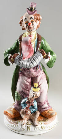 Clown Figurines Clown With Accordion & Monkey - No Box
