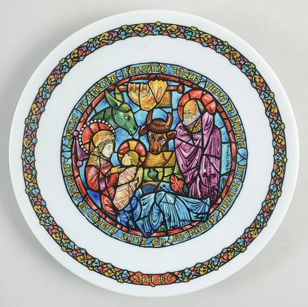 Noel Vitrail-Christmas Plate In The Manger - Boxed