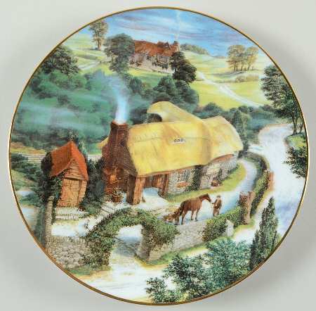 David Winter Cottage Plates Little Forge - Boxed