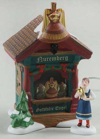 Christmas Market - Alpine Village Gold Foil Angels Booth - Boxed