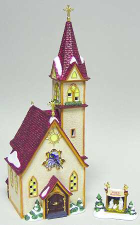 Alpine Village Merry Christmas Church & Creche - Boxed