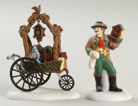 Alpine Village Cuckoo Clock Vendor & Cart - With Box 53