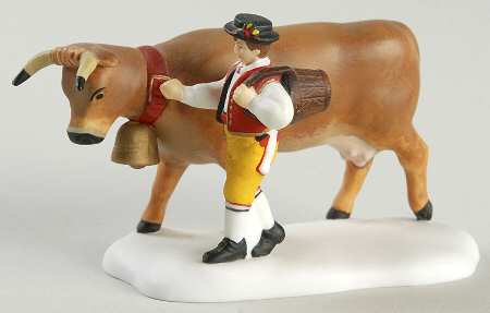 Alpine Village Leading The Bavarian Cow - With Box