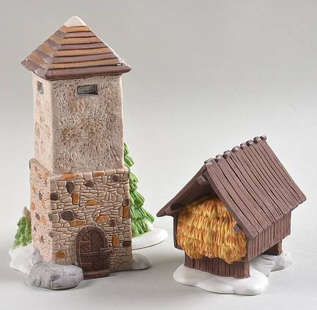 Dickens Village Silo And Hay Shed-Set Of 2 - Boxed