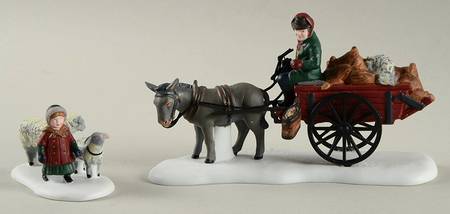Dickens Village Bringing Fleeces To Mill-Set Of 2 - Boxed
