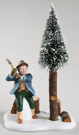 New England Village Lumberjack Cutting Tree - No Box 81a