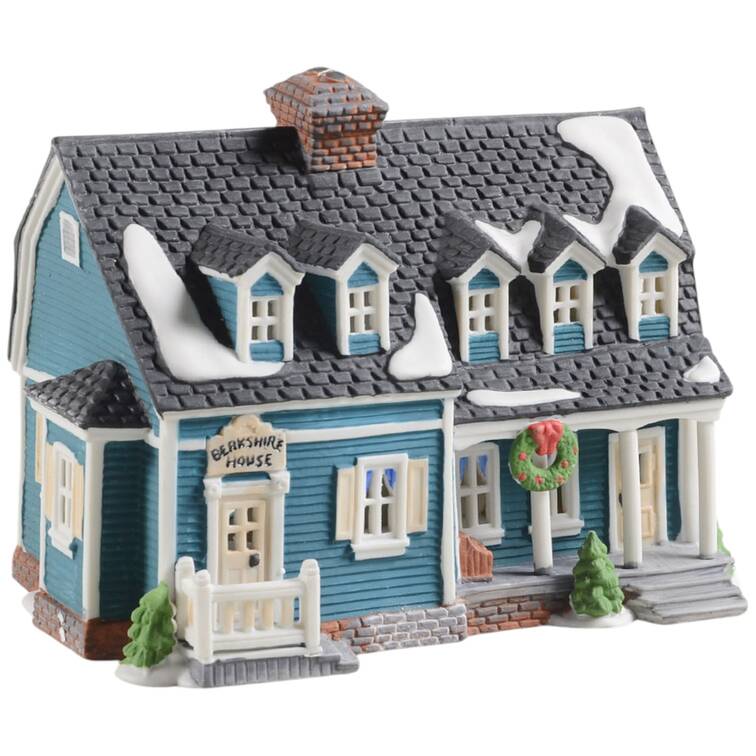 New England Village Berkshire House-Teal-Yellow Shutters - Boxed