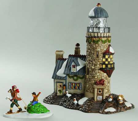 New England Village Christmas At Salt Bay Lighthouse - Boxed
