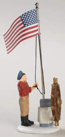 New England Village New England Raising The Flag - Boxed