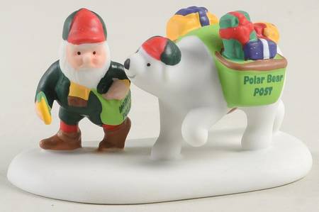 North Pole Village Polar Bear Post - Boxed
