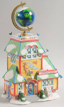 North Pole Village Around The World In 24 Hrs Flight Center - With Box Bx314
