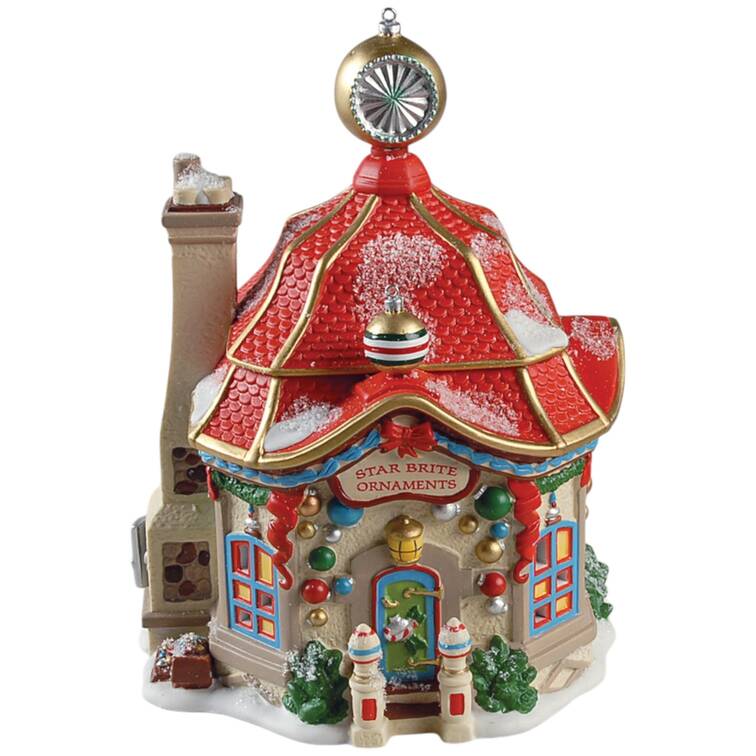North Pole Village Star Brite Glass Ornament Shop - Boxed
