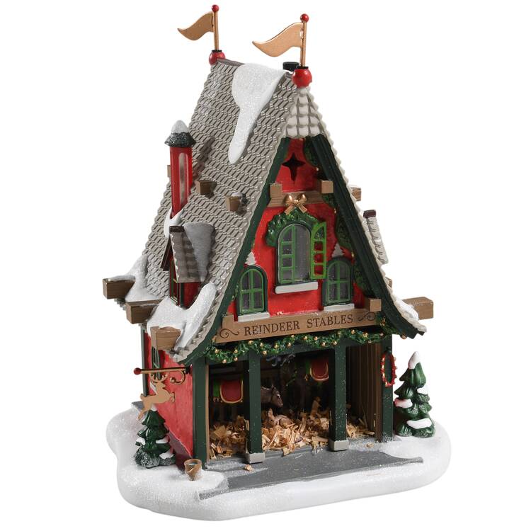 North Pole Village Reindeer Acres Stable - 50 Years - With Box Bx677