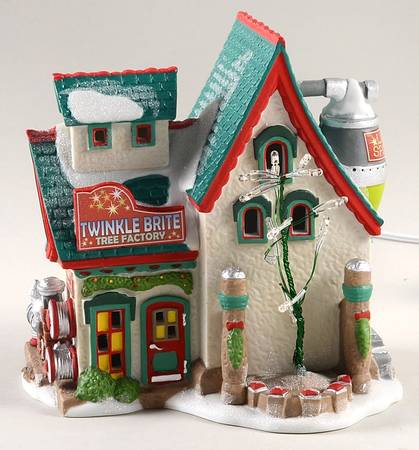 North Pole Village Twinkle Brite Tree Factory - With Box-Bx555