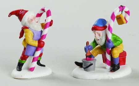 North Pole Village Candy Cane Elves - With Box