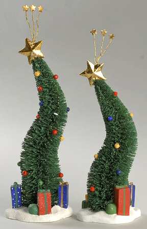 General Village Tree Accessories Green Glitter Sisal Trees - Boxed