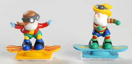 North Pole Village Snowboard Elves-Set Of 2 - Boxed