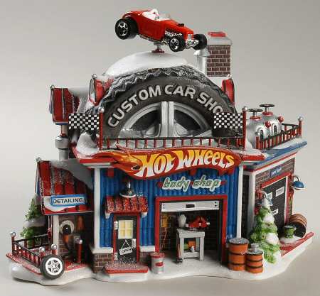 North Pole Village Hot Wheel's Custom Car Shop - With Box